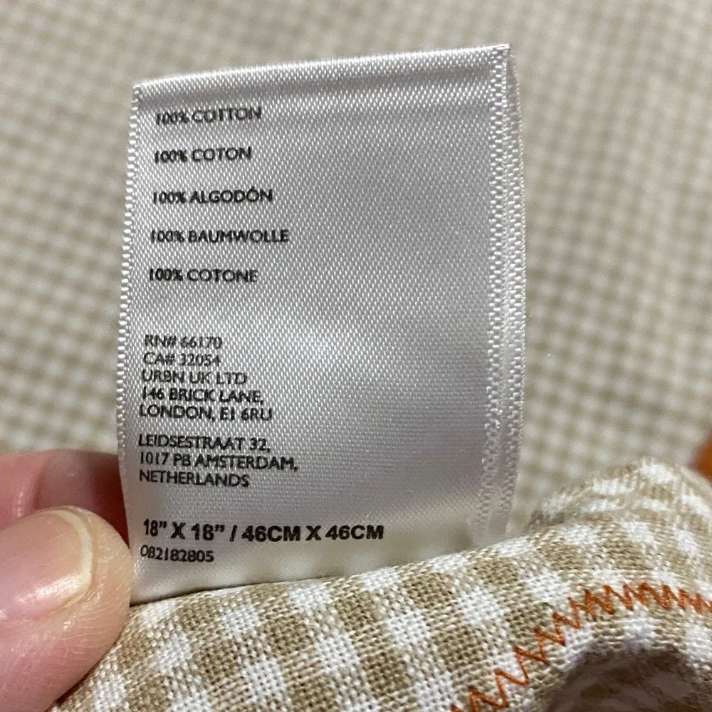Anthropology cloth 18x18 size napkins burnt orange border , checkered inside NWT